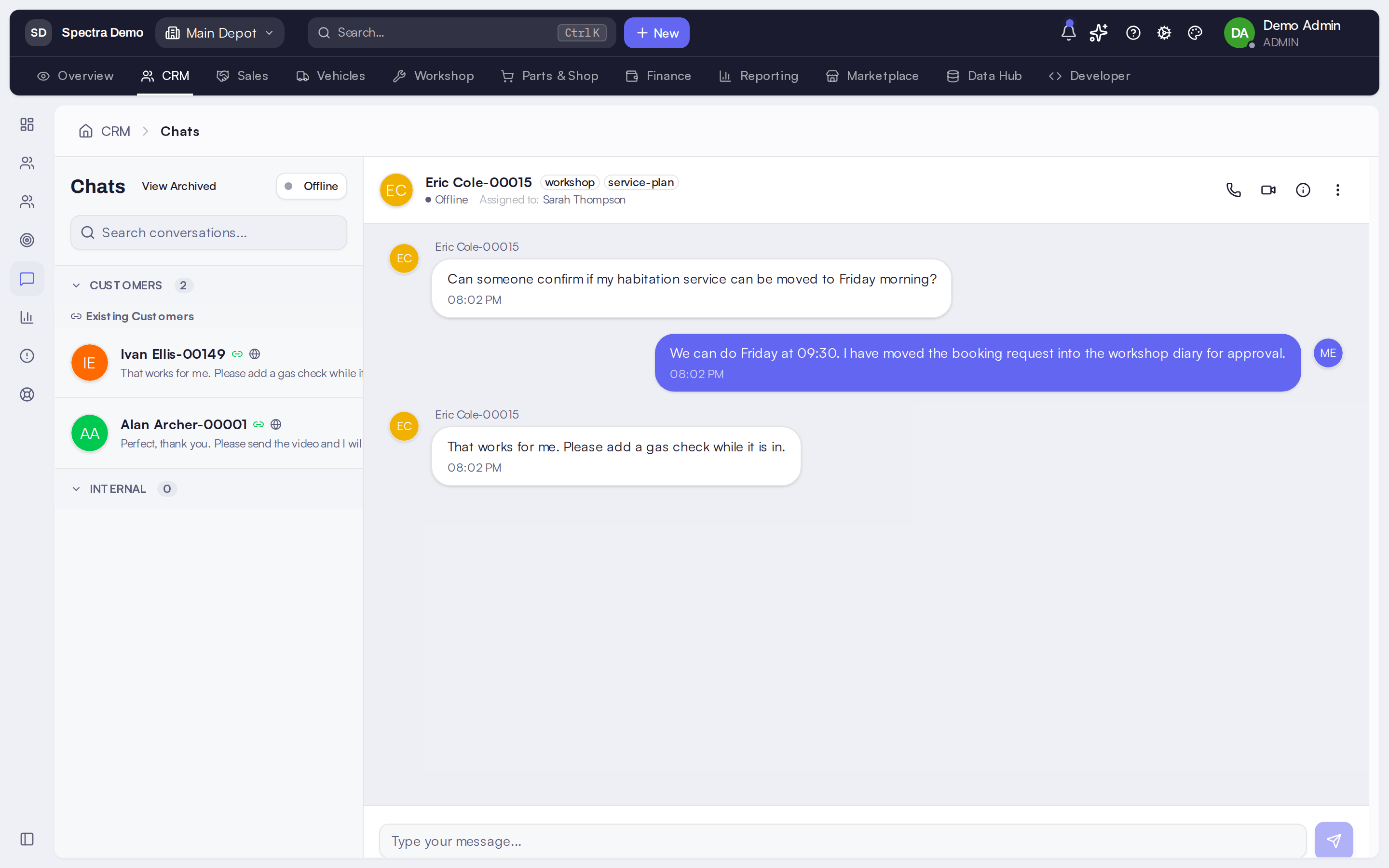 The live chat inbox, where website visitors’ questions reach your team.