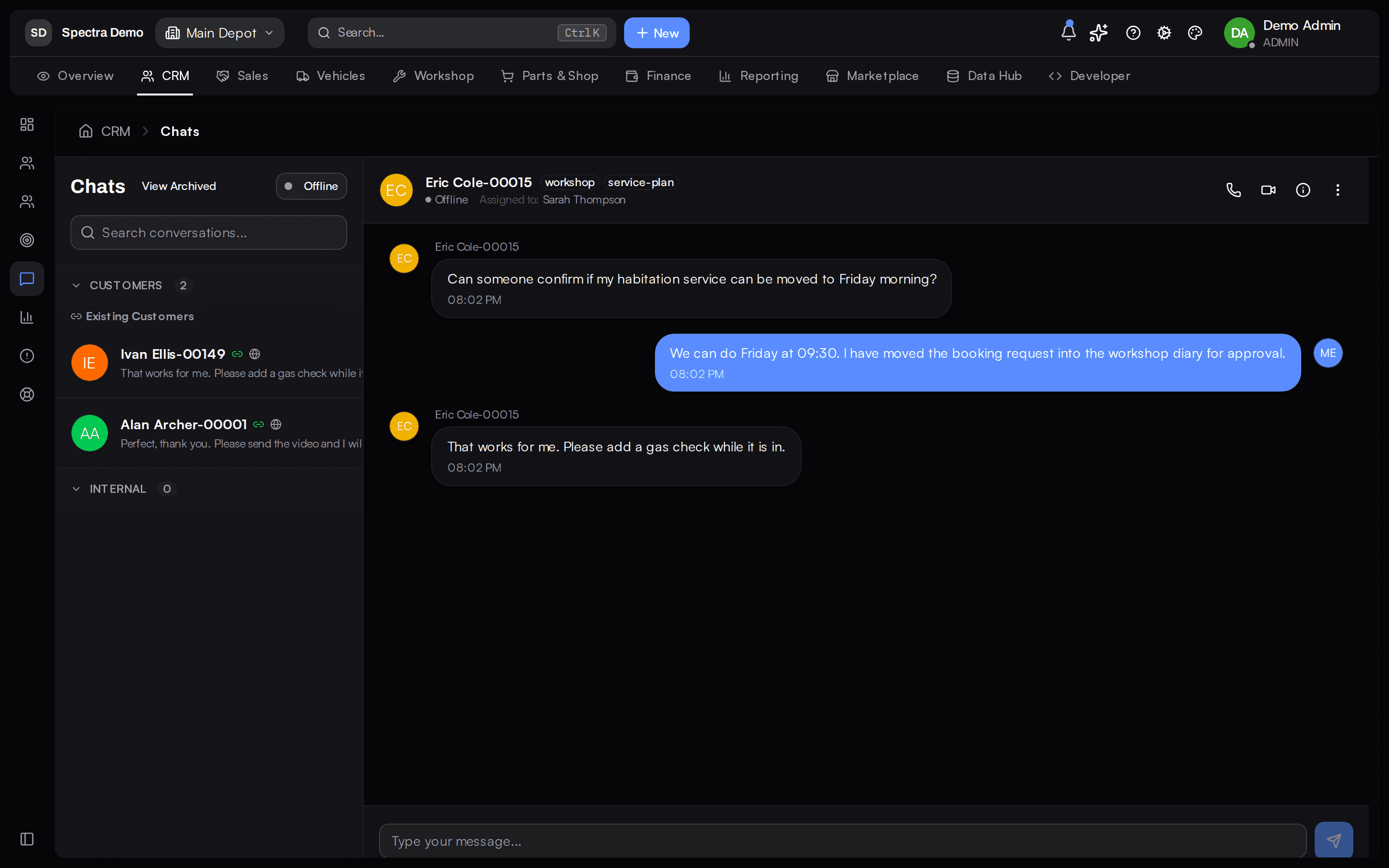 The live chat inbox, where website visitors’ questions reach your team.