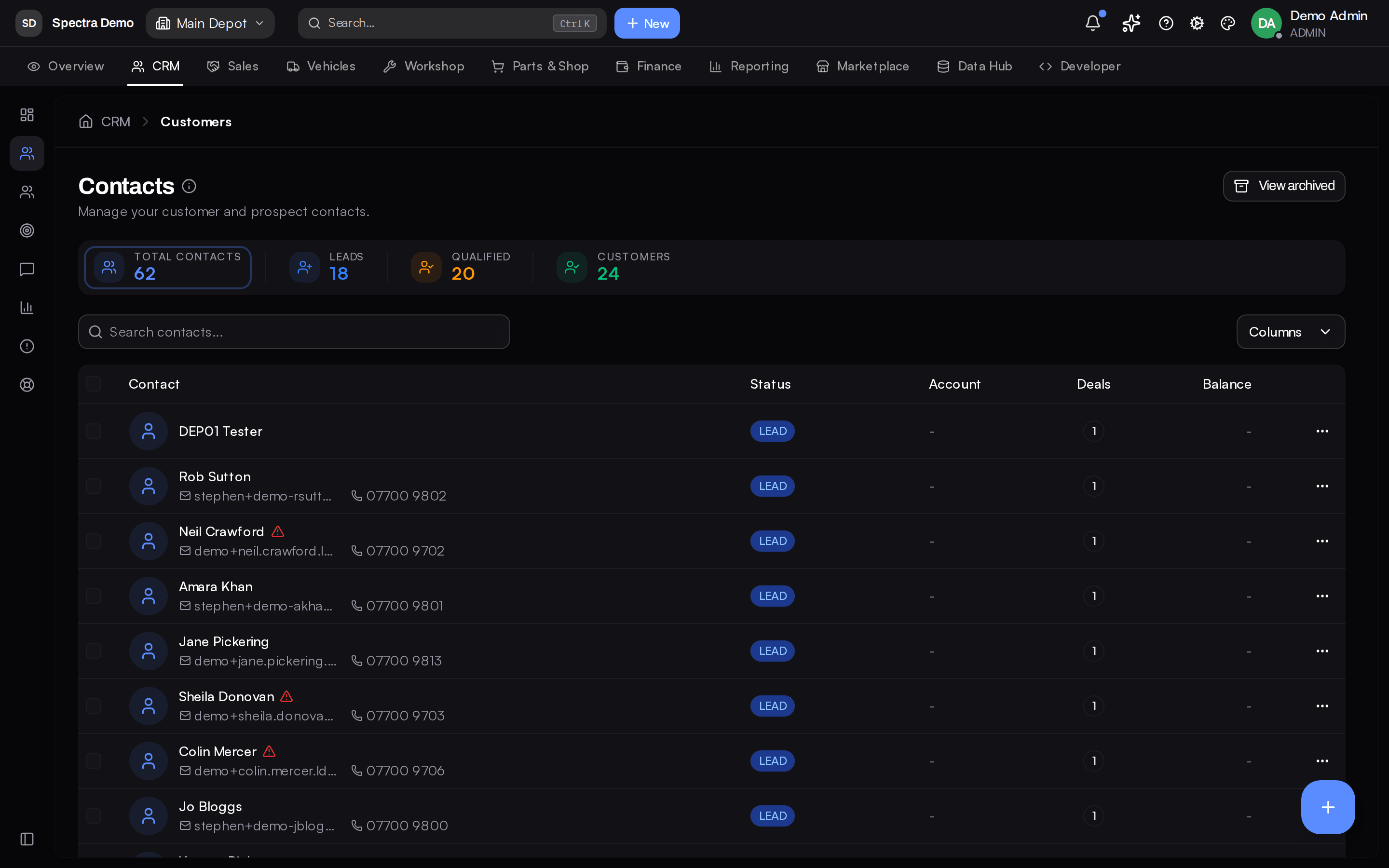 Customer database list with contact details and purchase history