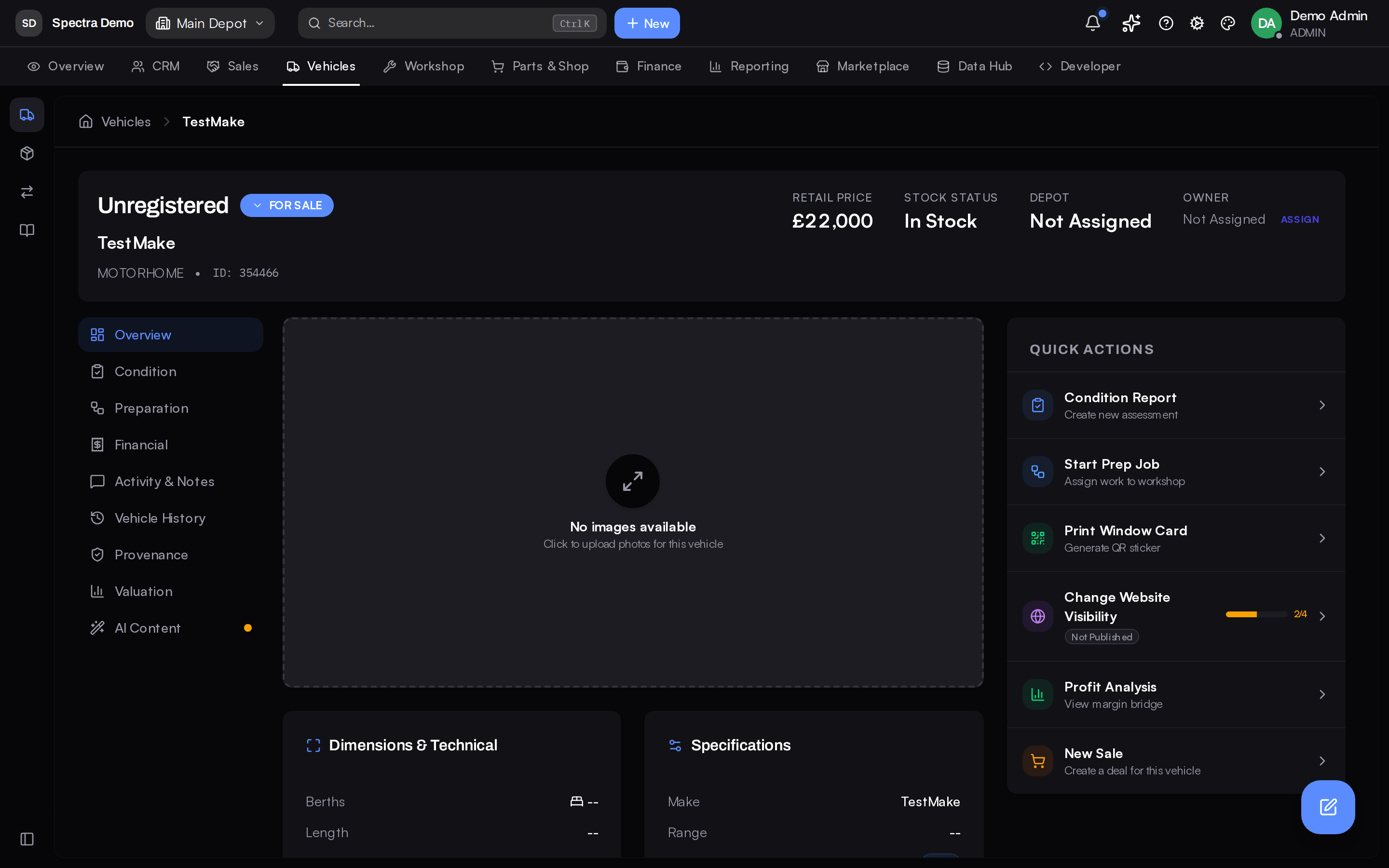 Vehicle record with automated market pricing detail