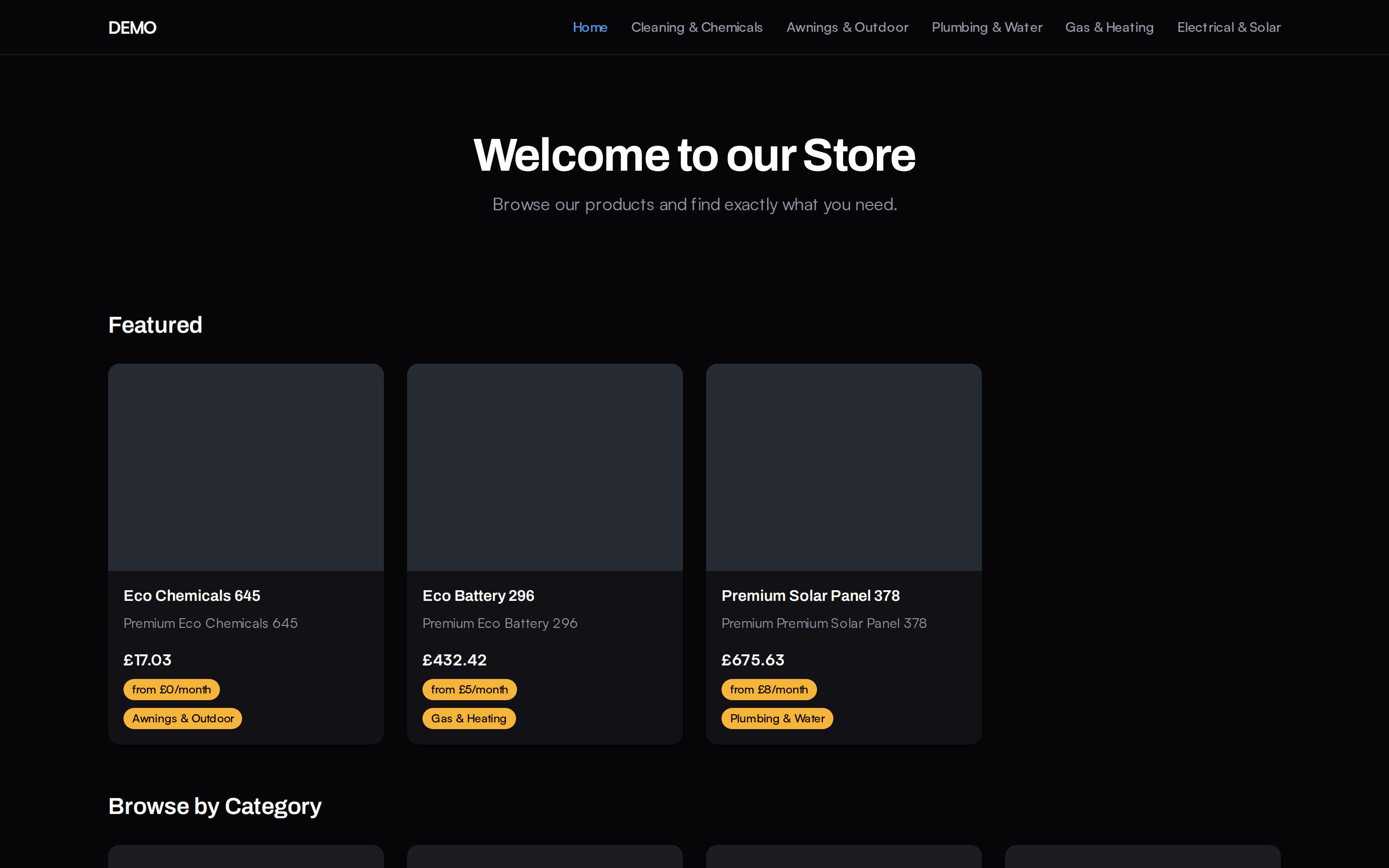 A dealer storefront home page built with the theme builder.